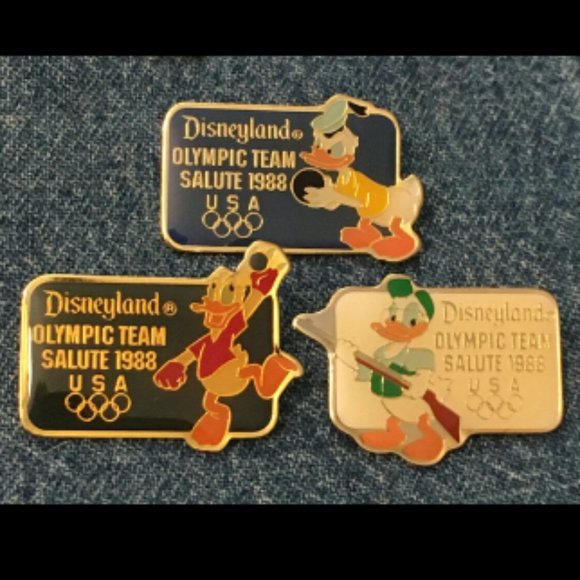 Lot of 3 ~ Donald Duck Disney Pins~ Bowling~Handball~Shooting~Olympic 1988 Seoul - Picture 1 of 5